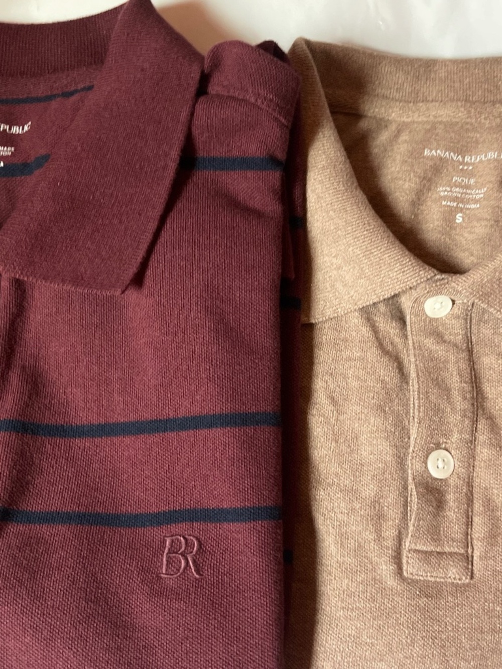 Banana Republic Men's Pique Polo S Small Burgundy Brown LOT of 2
